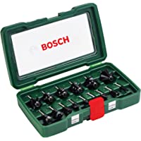 Bosch Set de 15 fresas de metal duro (para madera- vástago de 1-4 pulgadas- accesorios para fresadora)